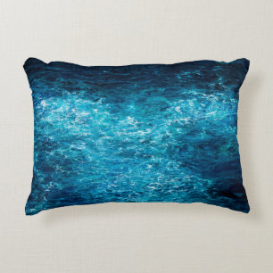  oil painting showing waves in ocean or sea on can decorative cushion