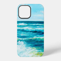 oil painting showing waves in ocean or sea on can
