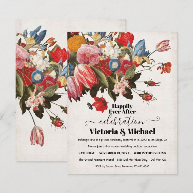 Oil Painting Still Life Floral Post wedding RSVP Card (Front/Back)
