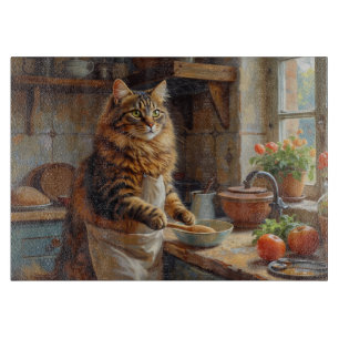 Oil painting style illustration of a happy Siberia Cutting Board