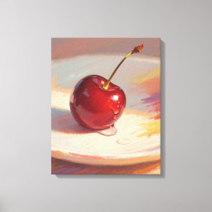 Oil pastel cherry canvas print