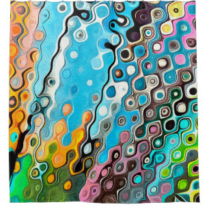 Oil pastel drawing. Abstract color background. Fin Shower Curtain