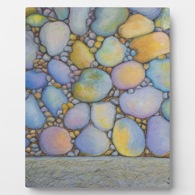 Oil Pastel River Rock and Pebbles Plaque (Front)