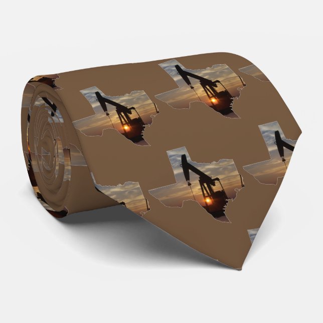 Oil Pump Jack At Sunset Necktie (Rolled)