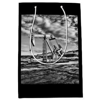 Oil Pumping Unit (Pumpjack) in Black and White Medium Gift Bag