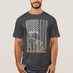 Oil Rig American Day USA Flag military Worker Oilf T-Shirt