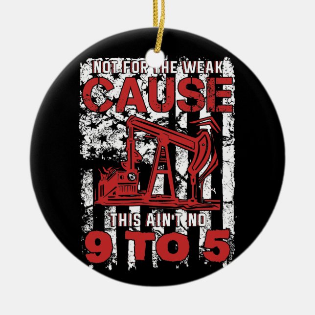 Oil Rig Flag Ceramic Tree Decoration (Front)