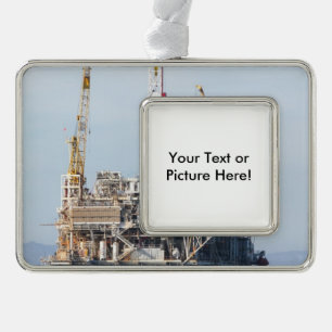 Oil Rig Silver Plated Framed Ornament
