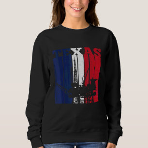 Oil Rig Texas Us Flag Oilfield Worker Rig Drilling Sweatshirt