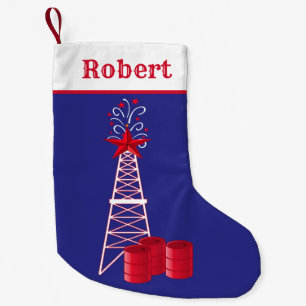 Oil Rig With Barrels Merry Christmas Small Christmas Stocking