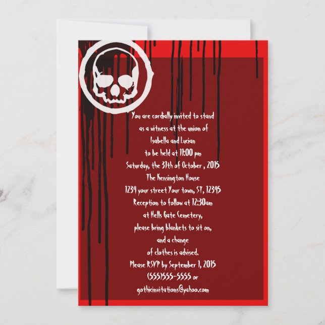 Oil Slick Skull Rockabilly Goth Wedding Invitation (Front)
