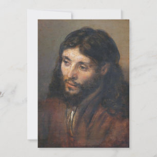 Oil Study of Christ by Rembrandt Holiday Card