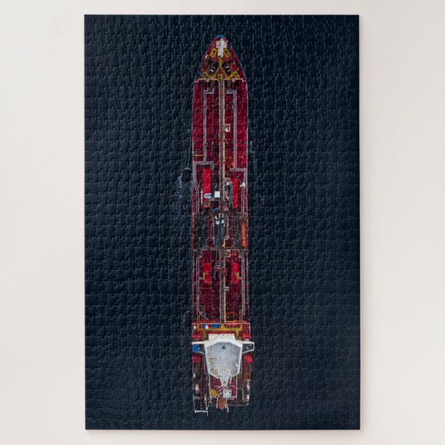 Oil Tanker Ship Aerial View Jigsaw Puzzle (Vertical)