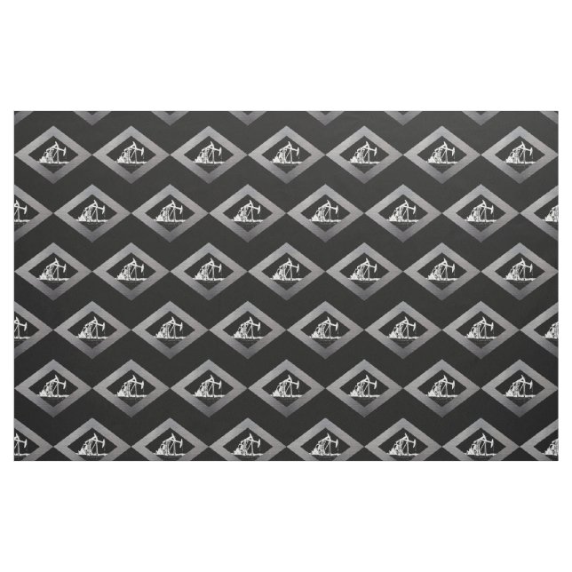 Oil Units in a Silver Diamond on Black Fabric (Fat Quarter)