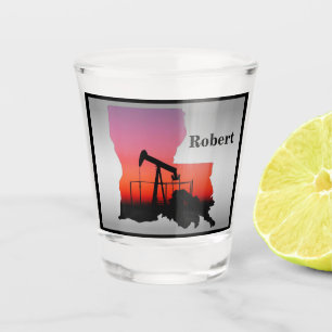 Oil Well Pump Jack Louisiana Shape Personalised Shot Glass