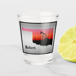Oil Well Pump Jack Oklahoma Shape Personalised Shot Glass