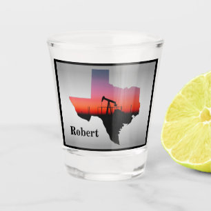Oil Well Pump Jack Texas Shape Personalised Shot Glass
