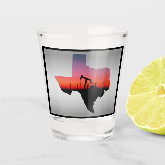 Oil Well Pump Jack Texas Shape Shot Glass (Front)