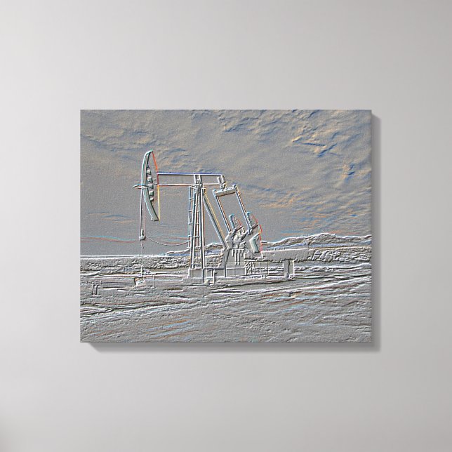 Oil Well Pumping (Pump Jack) Unit (Embossed Look) Canvas Print (Front)