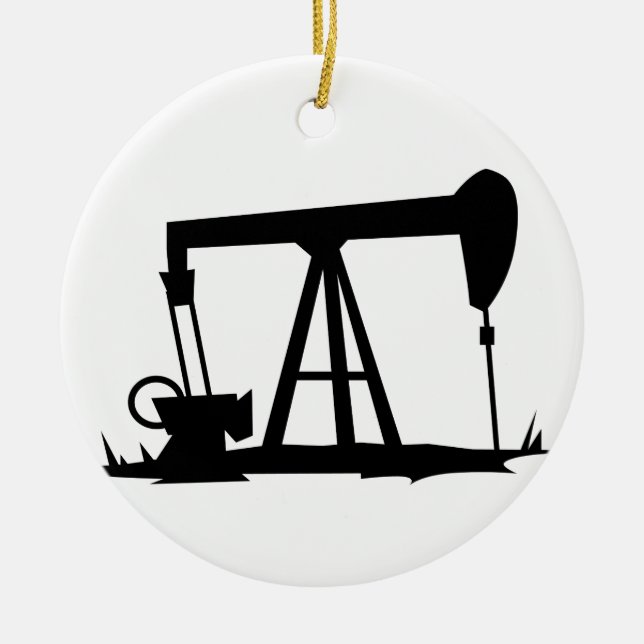 OIL WELL SILHOUETTE CERAMIC TREE DECORATION (Front)