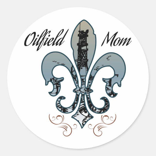 oilfield mum classic round sticker (Front)