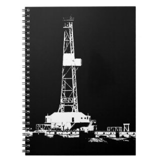 Oilfield Oil Drilling Rig Silhouette Spiral Notebook