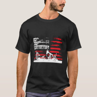 Oilfield Patriotic Flag With Oil Pumg Rig T-Shirt