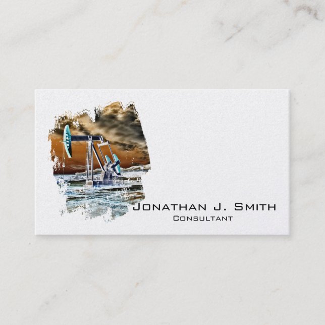 Oilfield Pumping Unit Colourful Splash Business Card (Front)