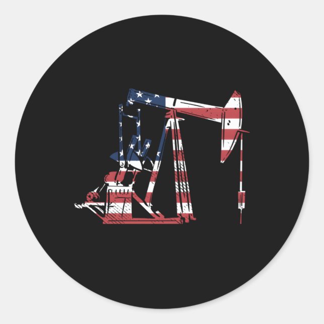 Oilfield Rig Usa American Flag Oil Field Refinery  Classic Round Sticker (Front)