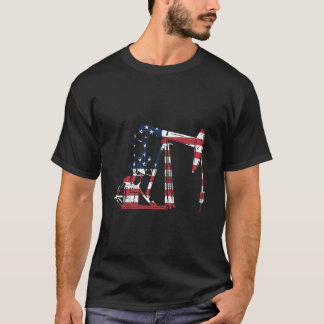 Oilfield Rig Usa American Flag Oil Field Refinery  T-Shirt