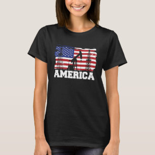 Oilfield Us Flag Drilling Fracking Fracker Oil Ame T-Shirt