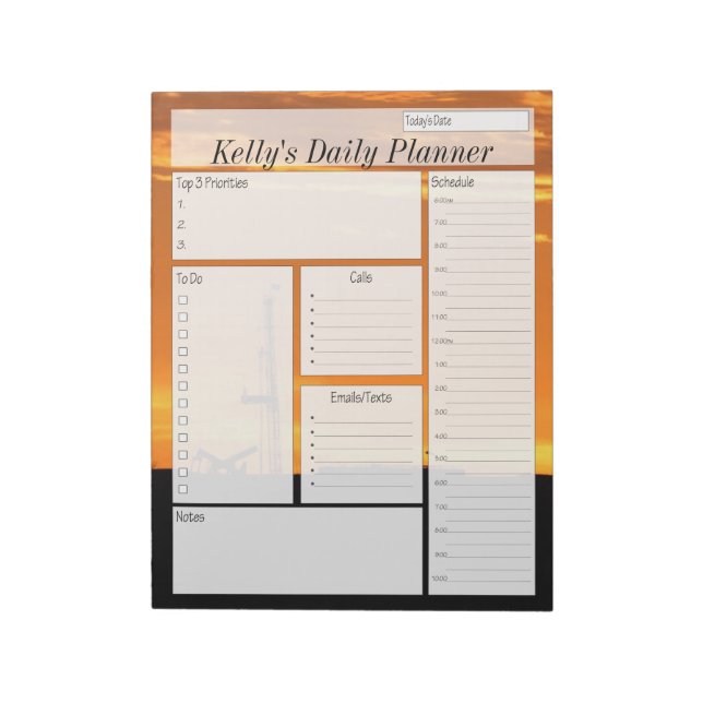 Oilfield Workover Rig at Sunset Daily Planner Notepad (Rotated)