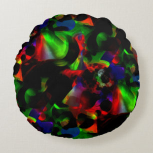 Oily green and red stains with dark parts round cushion