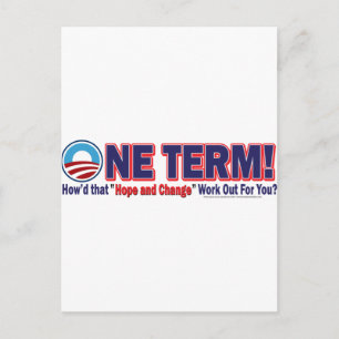 OIne Term - How'd that Hope and Change Work Out Postcard