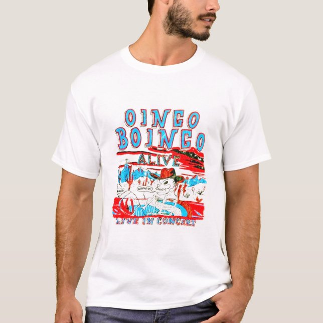 Oingo Boingo Live in Concert 80's White T-Shirt (Front)