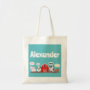 Oink Baa Moo Farm Animal Cute Kids Tote Bag