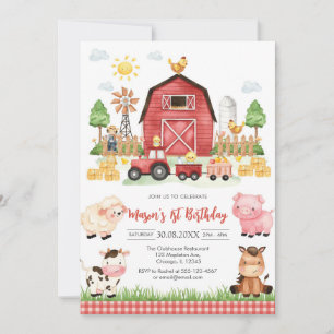 Oink Baa Quack Moo Farm Animals Birthday Invitation
