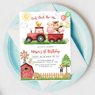 Oink Baa Quack Moo Farm Animals Birthday Invitation