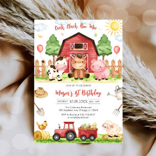 Oink Baa Quack Moo Farm Animals Birthday Invitation