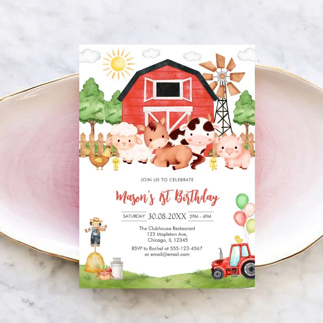 Oink Baa Quack Moo Farm Animals Birthday Invitation (Creator Uploaded)