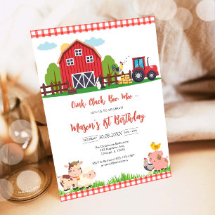 Oink Baa Quack Moo Farm Animals Birthday Invitation