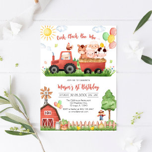 Oink Baa Quack Moo Farm Animals Birthday Invitation