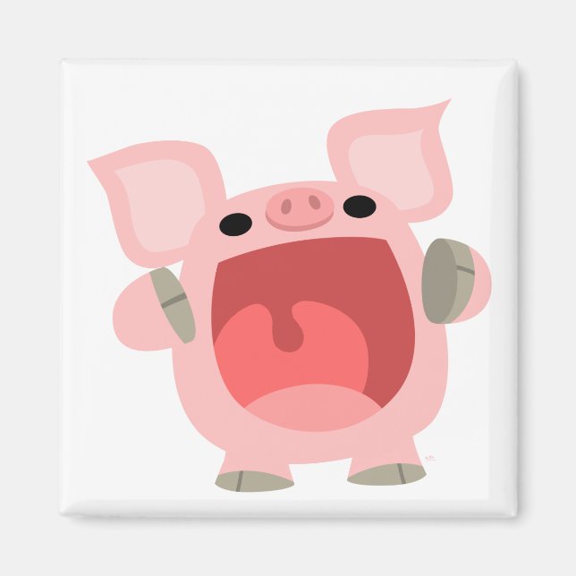 "OINK!!!" Cute Cartoon Pig Magnet (Front)