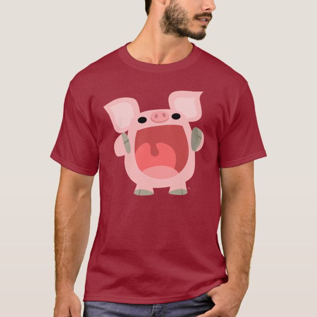"OINK!!!" Cute Cartoon Pig T-shirt (Front)