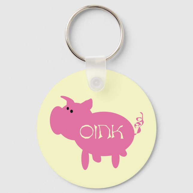 Oink Pink Pig Tshirts and Gifts Key Ring (Front)