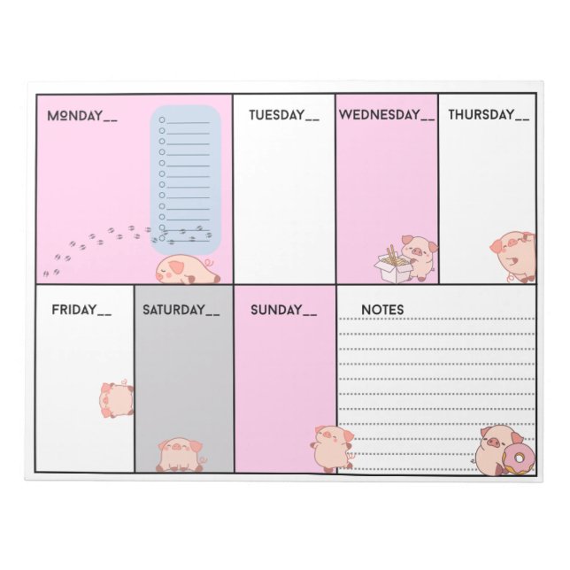 Oinky A4 weekly planner / notepad (Front)