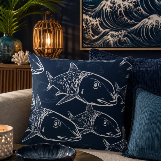 Oio - Hawaiian bonefish print pattern Cushion (Creator Uploaded)