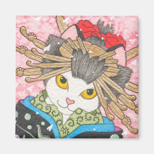 Oiran Kitty Magnet (Front)