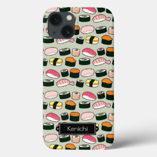 Oishii Sushi Fun Illustrations Pattern (Grey) iPhone 13 Case