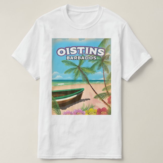 Oistins Barbados vintage beach poster T-Shirt (Design Front)